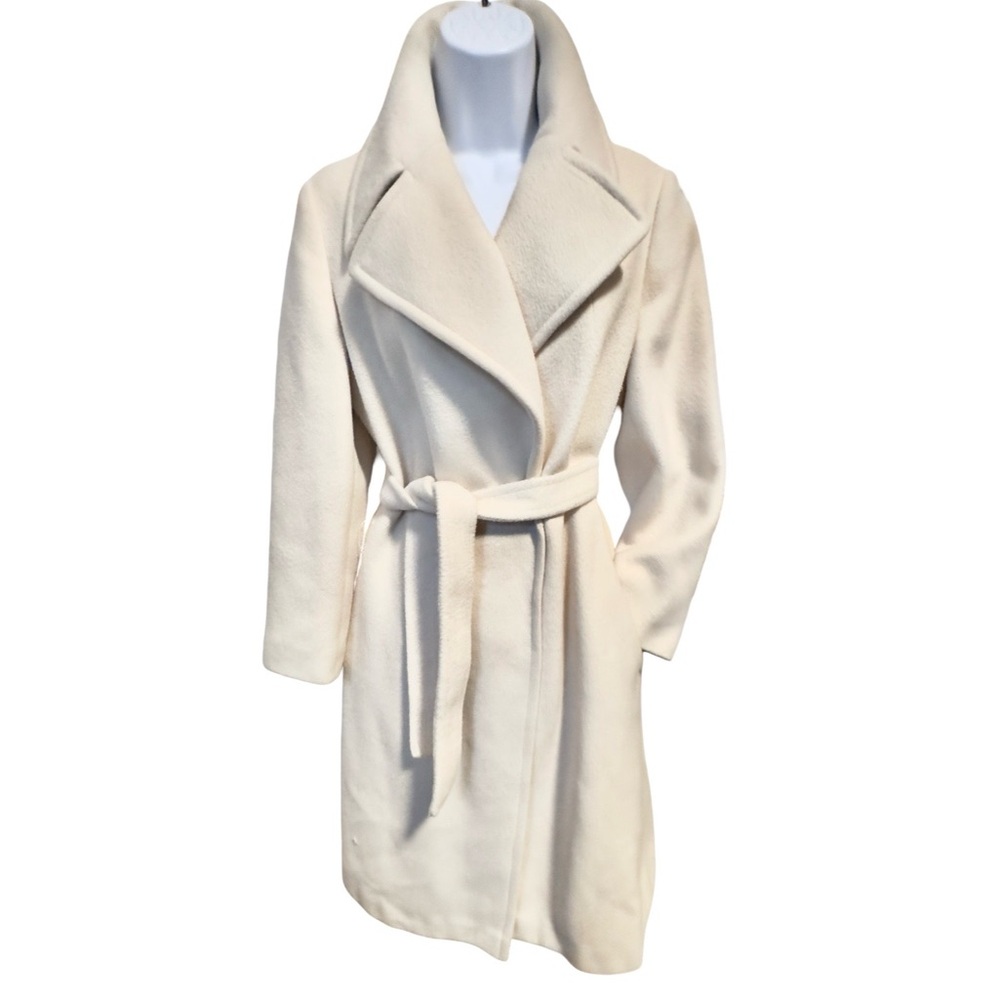 Cashmere Vintage Belted Coat, Cream, Size M